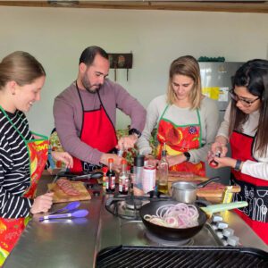 cooking lonch with travelers