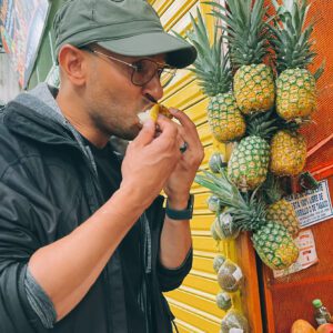trying exotic fruit at Paloquemao Market Tour